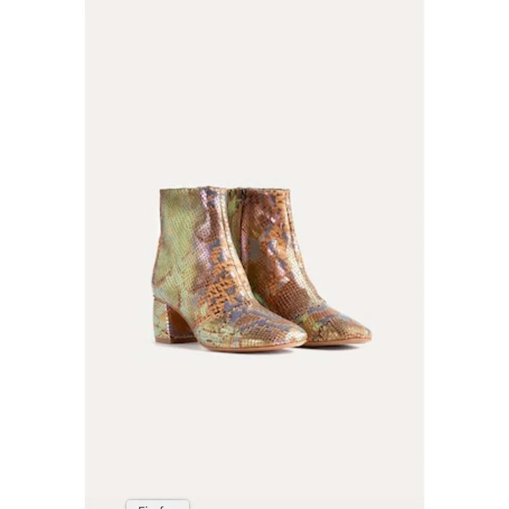 Forte Forte Chic Printed Snakeskin Leather Ankle Boots Caju Womens Size 41 US 9.